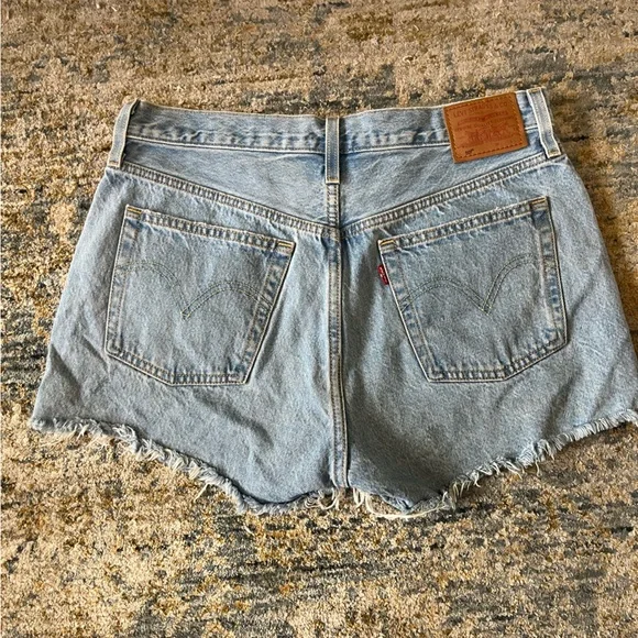 Levi's Light Wash Distressed Denim Shorts - Picture 2 of 5
